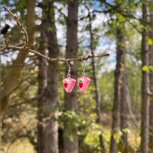 Strawberry Cake Drop Dangle Earrings